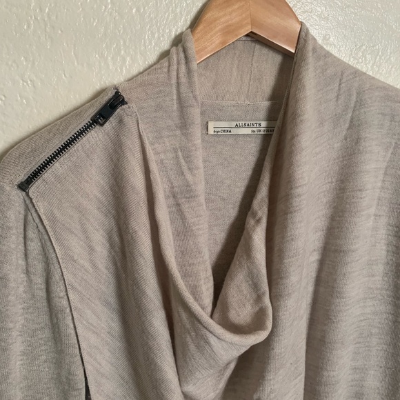 All Saints Gray Wool Drina Cardigan Large - Picture 2 of 7